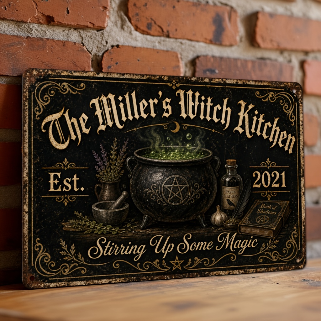 Home Bar Signs - Personalized Metal Sign Witch Kitchen Home
