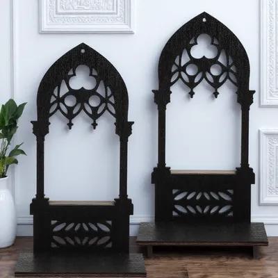 Home Bar Stand - 1Pair Gothic Holder Vintage Wooden Stand