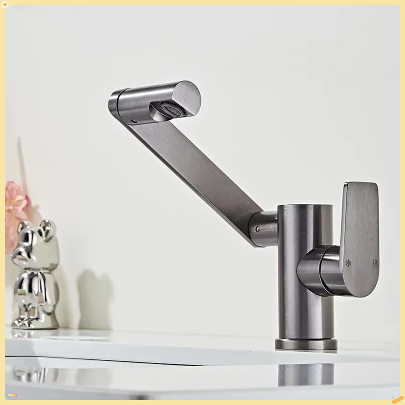 Home Bar Sink - Grey Aluminum Bathroom Basin Faucet 360°