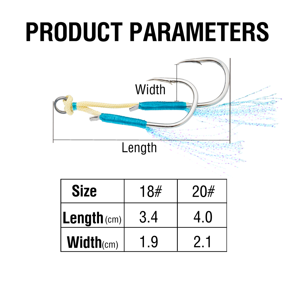 20Pcs Jig Lure Assist Hook Sea - Jigger Double Sided ulasan dan harga