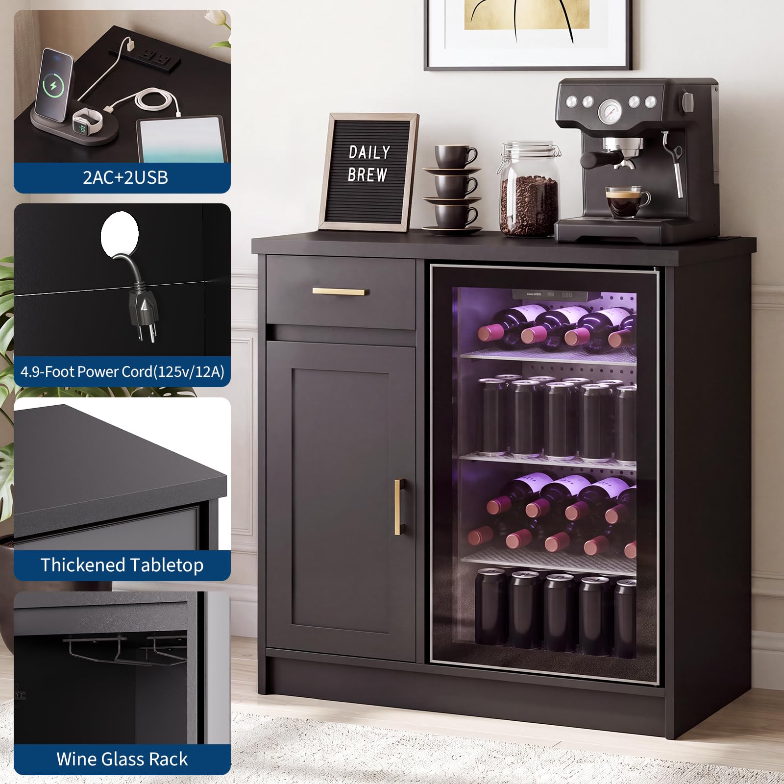 42in Farmhouse Wine Bar Cabine - Home Bar And Cabinet ulasan dan harga