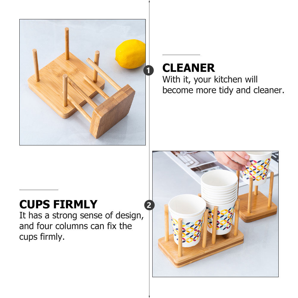 2Pcs Wood Bamboo Paper Cup Rac - Home Bar And Counter ulasan dan harga