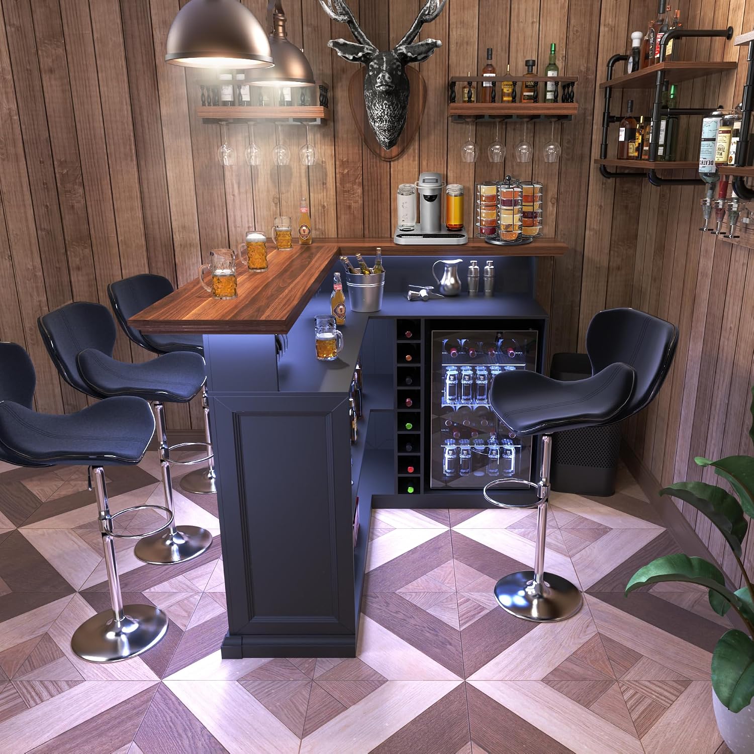 L-Shaped Home Bar Cabinet with - Home Bar And Cabinet ulasan dan harga