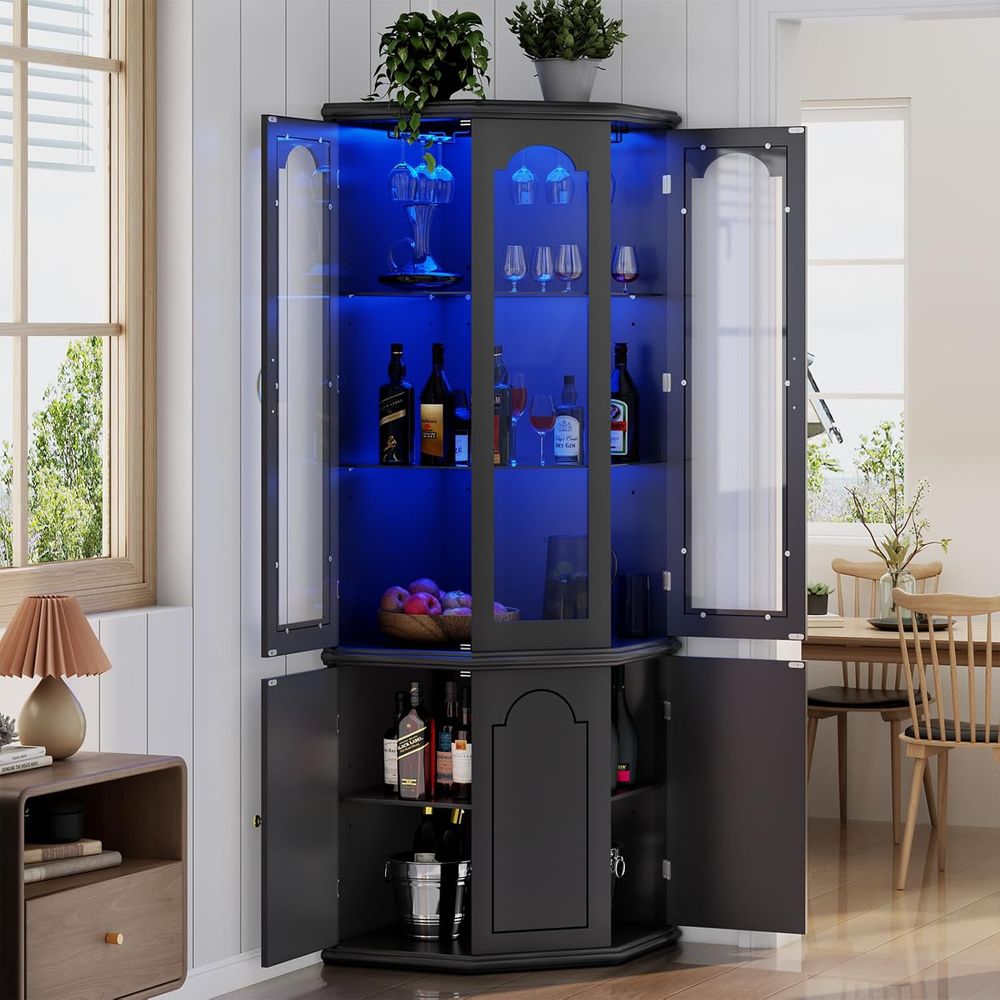 Illuminated Bar Cabinet with T - Home Bar And Cabinet ulasan dan harga