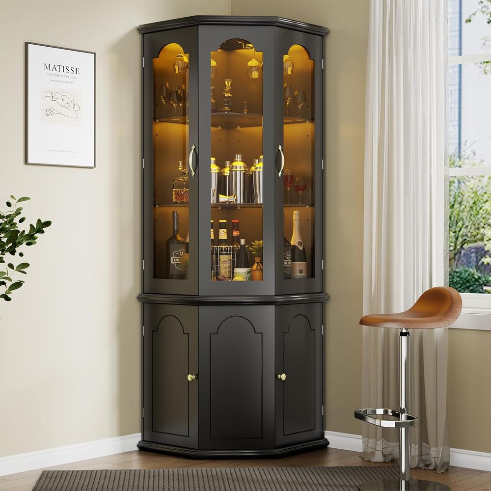 Illuminated Bar Cabinet with T - Home Bar And Cabinet ulasan dan harga